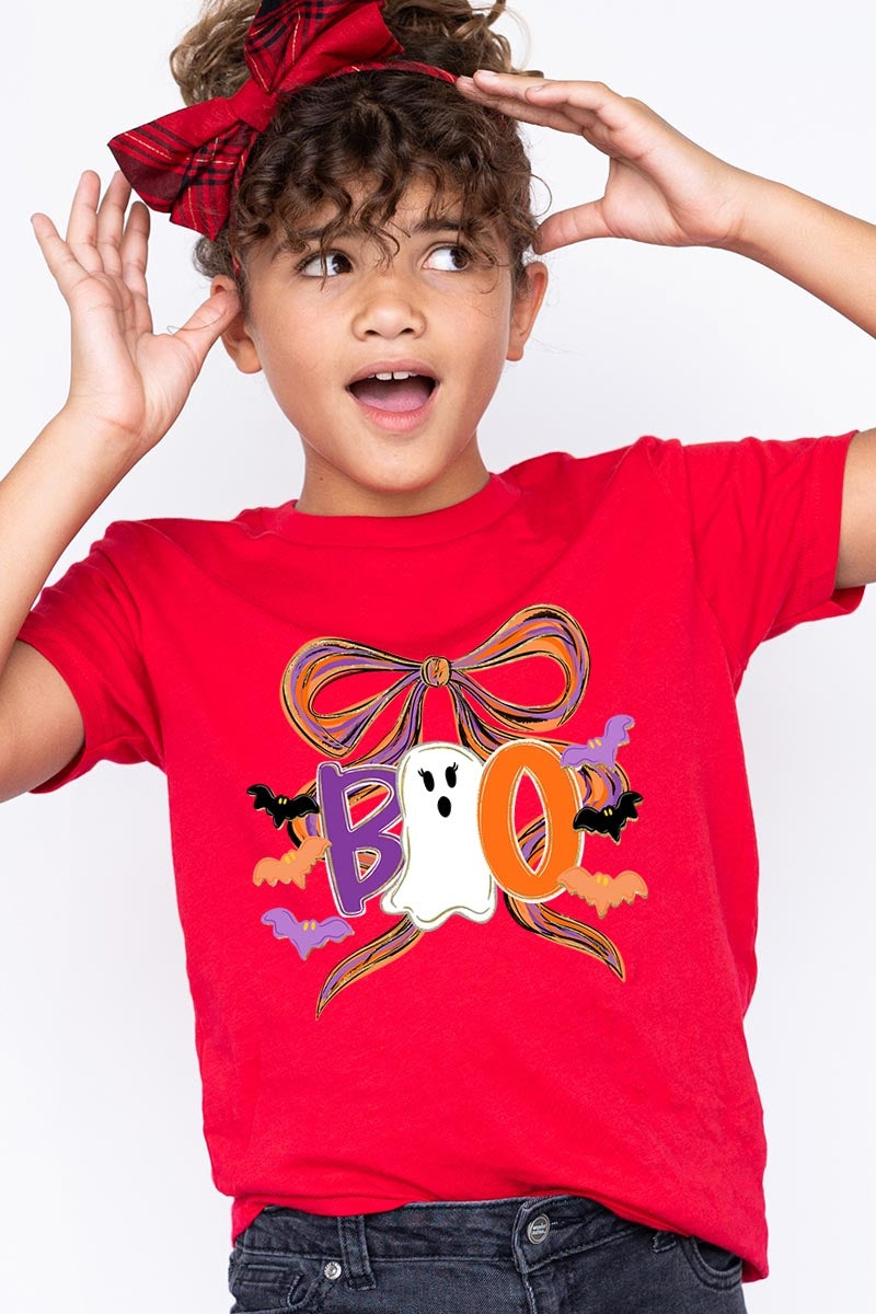 US3001Y-E3120Z Boo Brushstroke Bow Kids Graphic Tee $11