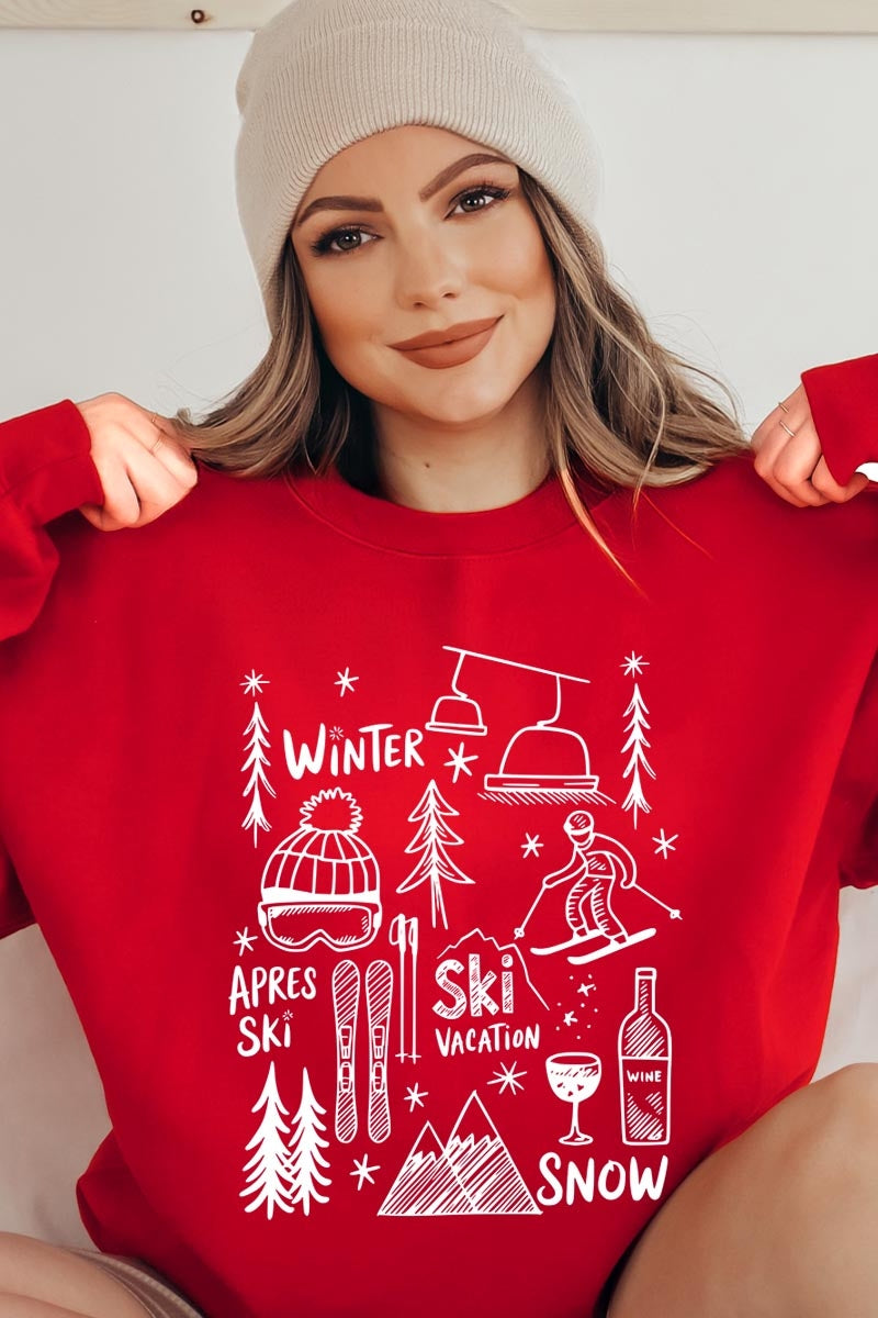 UL180-E3188 Ski Doodle Graphic Sweatshirt $20