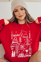 UL180P-E3188 Ski Doodle Graphic Plus Sweatshirt $25