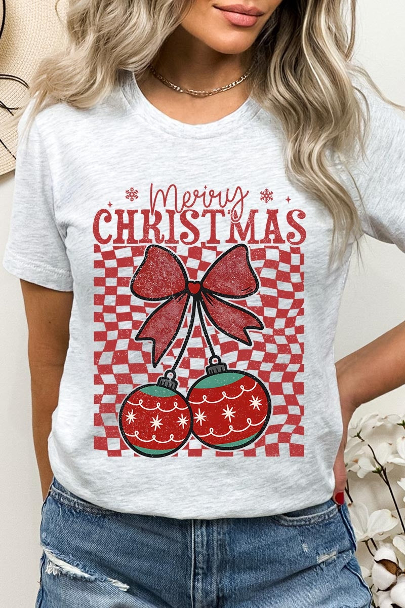 US3001P-E3196 Cherry Ornament Christmas Graphic Plus Tee $16