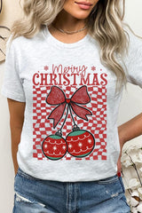 US3001P-E3196 Cherry Ornament Christmas Graphic Plus Tee $16