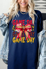 5000-E3091 Red Yellow Football Game Day Bow Heavy Cotton Tee $9