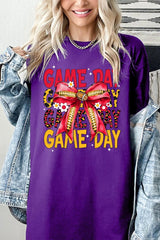 5000P-E3091 Red Yellow Football Bow Plus Heavy Cotton Tee $12.75