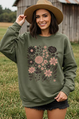 UL180P-E3178 Fall Floral Garden Graphic Plus Sweatshirt $25