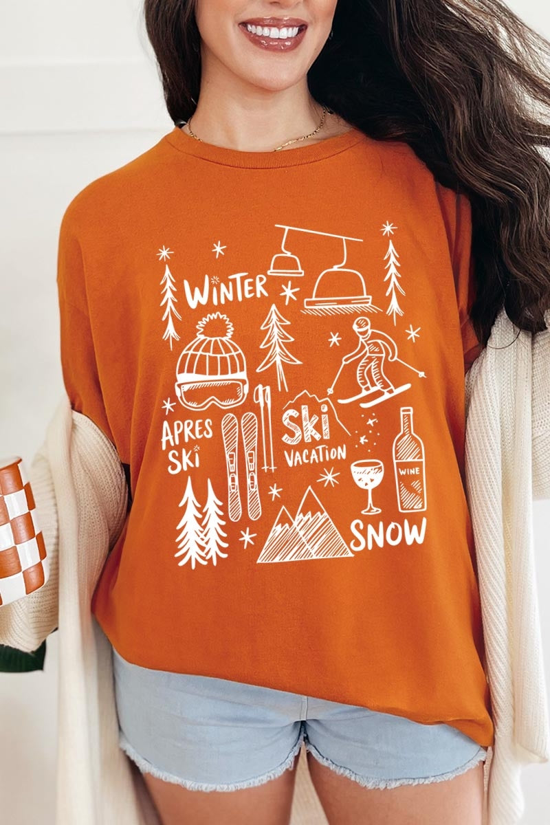 5000P-E3188 Ski Doodle Graphic Plus Heavy Cotton Tee $12.75