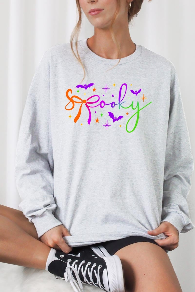 UL240-E3109 Spooky Halloween Graphic Long Sleeve Tee $13.75