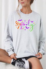 UL240-E3109 Spooky Halloween Graphic Long Sleeve Tee $13.75