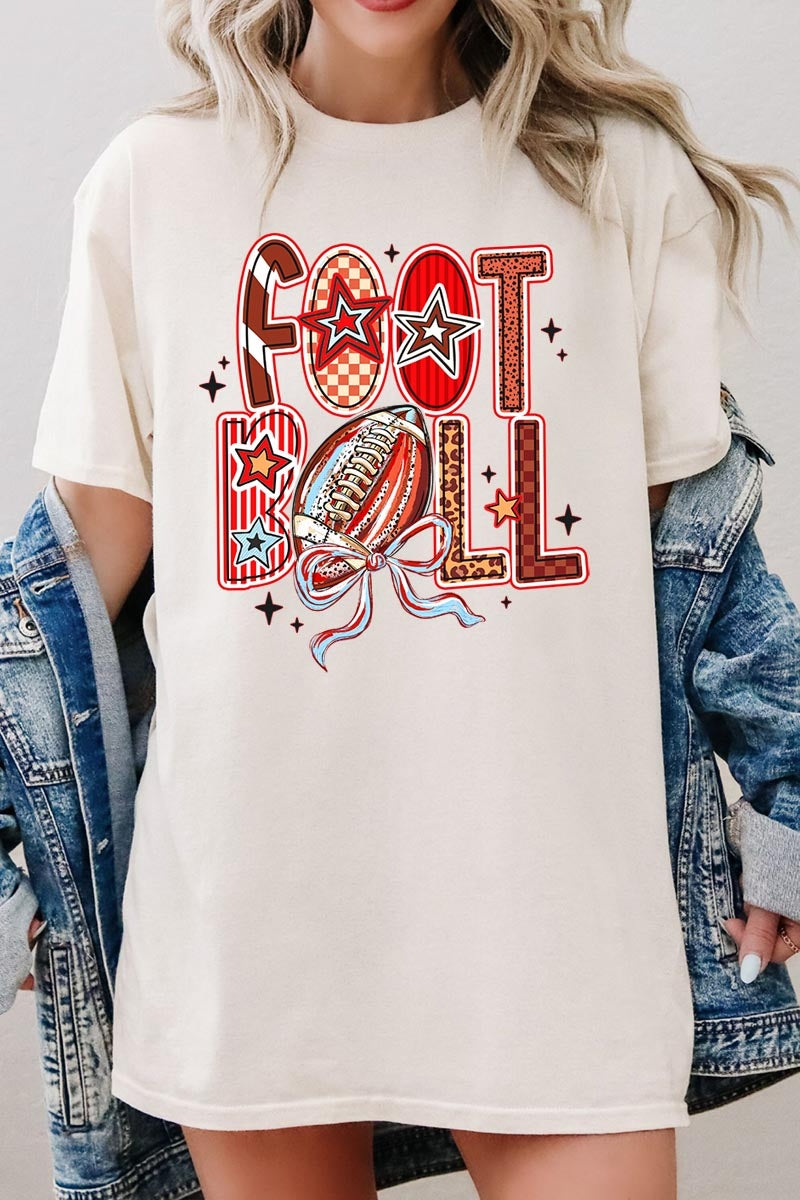5000-E3053 Brushstroke Football Graphic Heavy Cotton Tee $9
