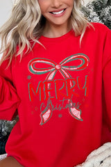UL180P-E3197 Merry Christmas Bow Graphic Plus Sweatshirt $25
