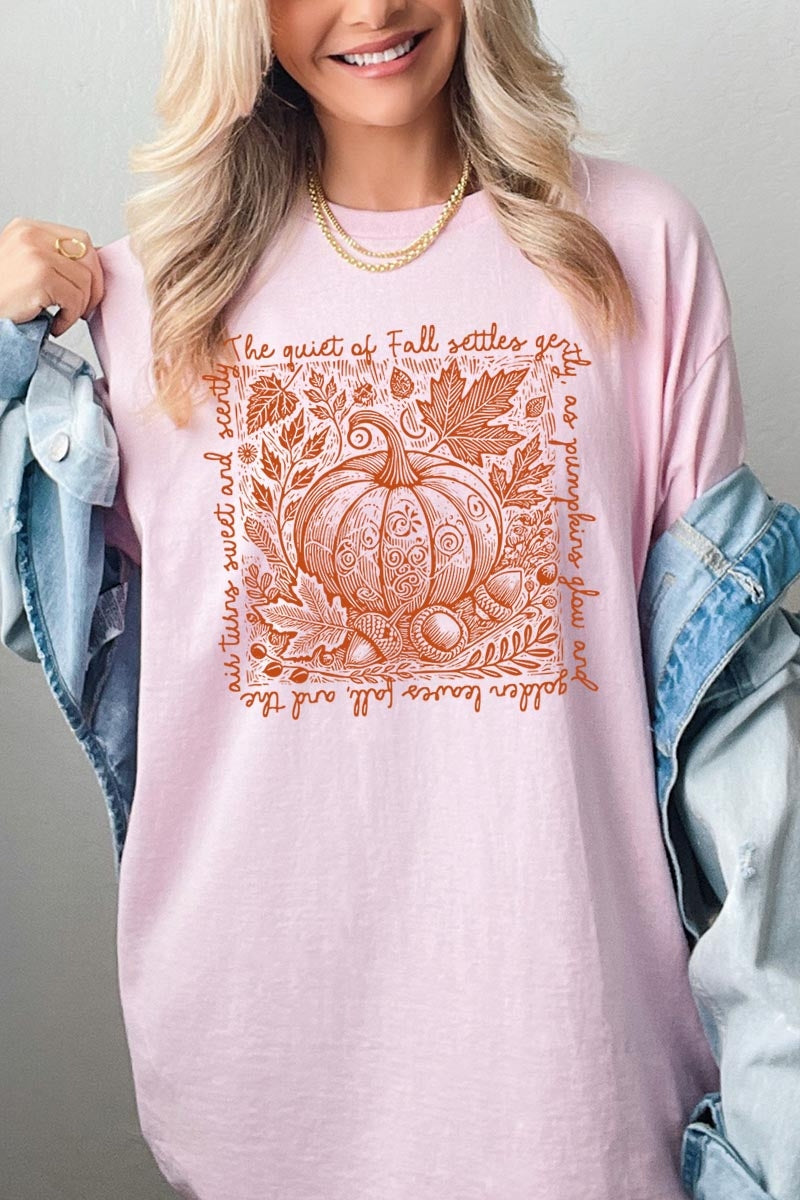 5000P-E3112 Pumpkin Botanical Graphic Plus Heavy Cotton Tee $12.75