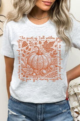 US3001P-E3112 Fall Pumpkin Botanical Graphic Plus Tee $16