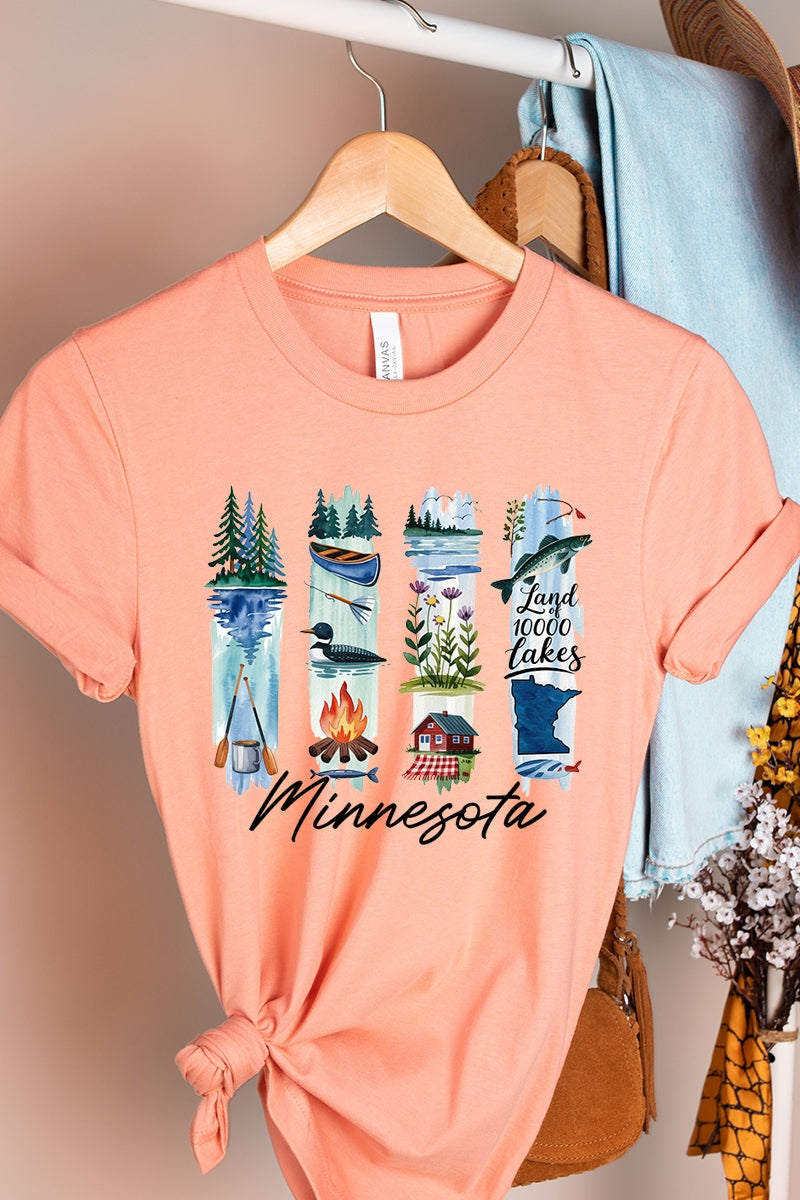 US3001-E3061MN Minnesota State Brushstroke Graphic Tee $12.5