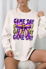 UL240P-E3092 Purple Yellow Football Bow Plus Long Sleeve Tee $17