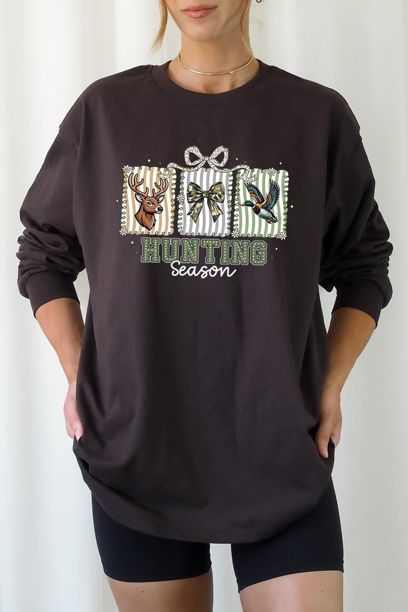 UL240P-E3192 Deer & Duck Hunting Season Graphic Plus Long Sleeve Tee $17