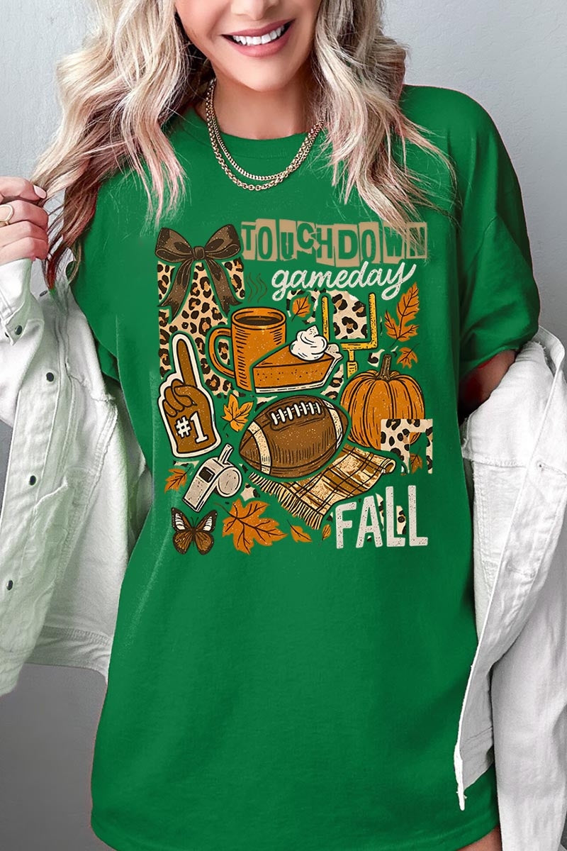 5000-E3134 Fall Football Collage Graphic Heavy Cotton Tee $9