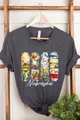 US3001P-E3061NE Nebraska State Brushstroke Graphic Plus Tee $16
