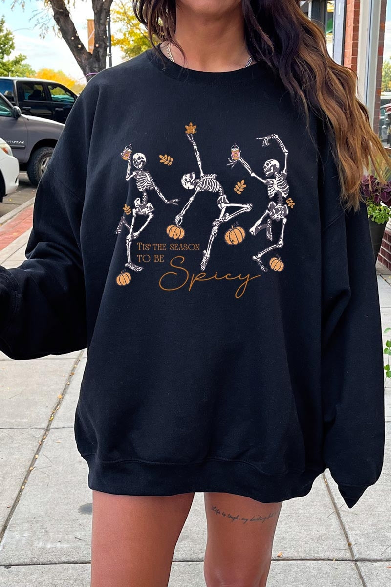 UL180P-E3123 Halloween Skeleton Graphic Plus Sweatshirt $25