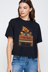 CTS-E3150 Halloween Truck Dogs Graphic Relaxed Crop Top $11
