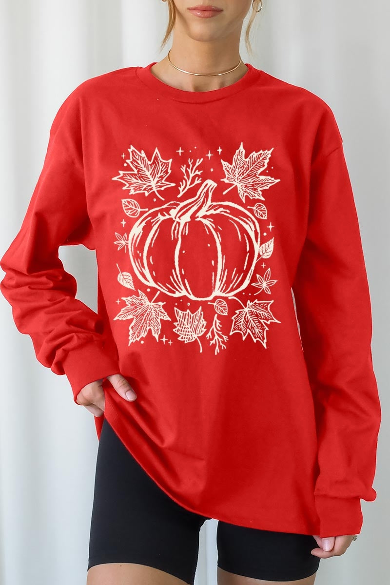 UL240-E3162 Fall Pumpkin Graphic Long Sleeve Tee $13.75
