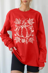 UL240P-E3162 Fall Pumpkin Graphic Plus Long Sleeve Tee $17