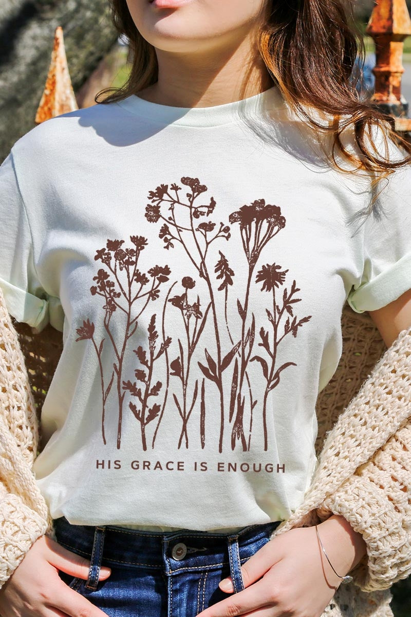 US3001-E3146 Christian Wildflower Graphic Tee $12.5