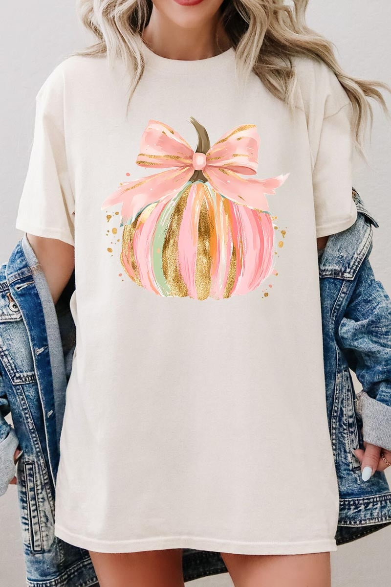 5000P-E3083 Brushstroke Pumpkin Graphic Plus Heavy Cotton Tee $12.75