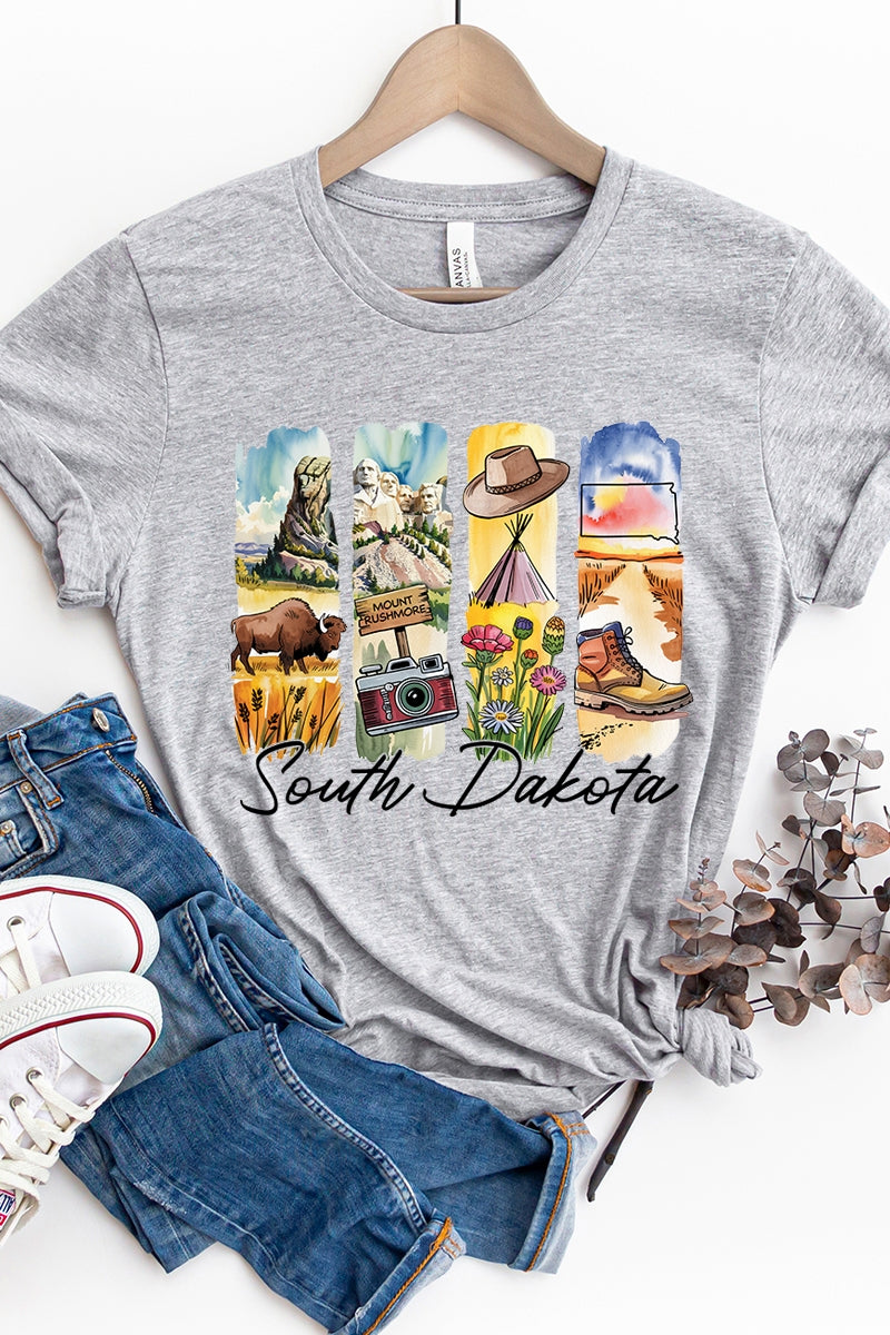 US3001P-E3061SD South Dakota State Brushstroke Graphic Plus Tee $16
