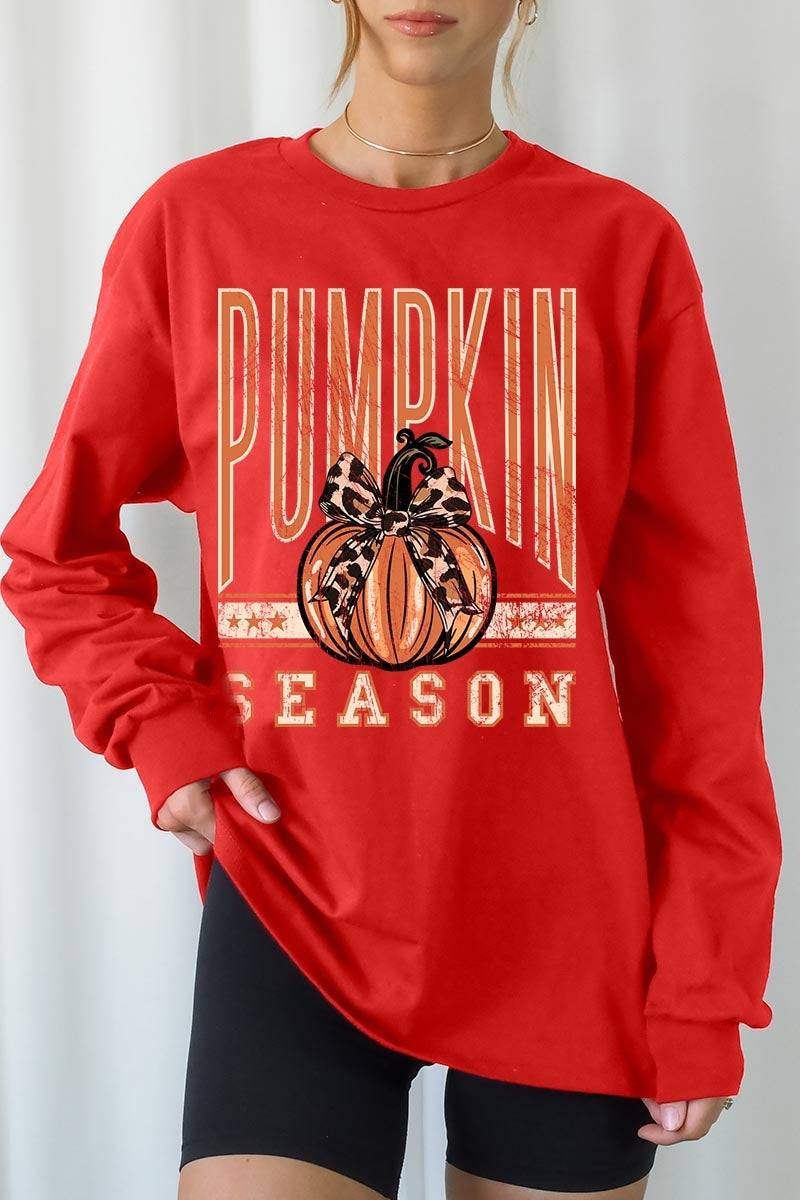 UL240-E3145 Pumpkin Season Graphic Long Sleeve Tee $13.75