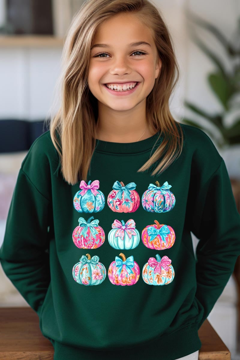 UL180B-E3137Z Coquette Pumpkin Kids Graphic Sweatshirt $20