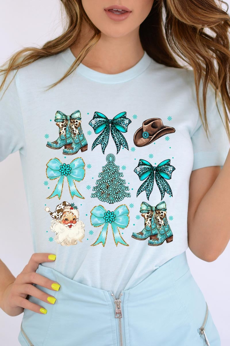 US3001P-E3180 Western Christmas Graphic Plus Tee $16
