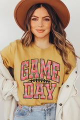 US3001-E3126 Red Gingham Game Day Graphic Tee $12.5