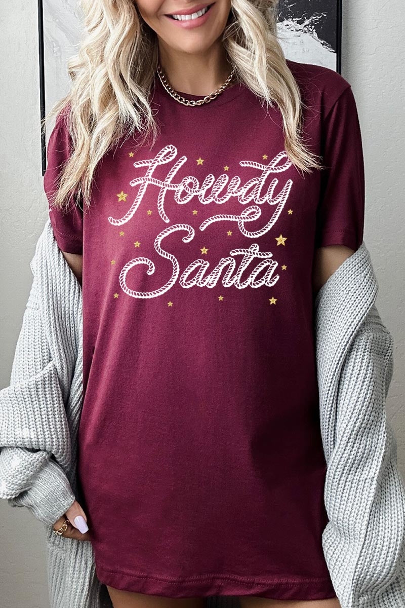 US3001P-E3199 Howdy Santa Graphic Plus Tee $16