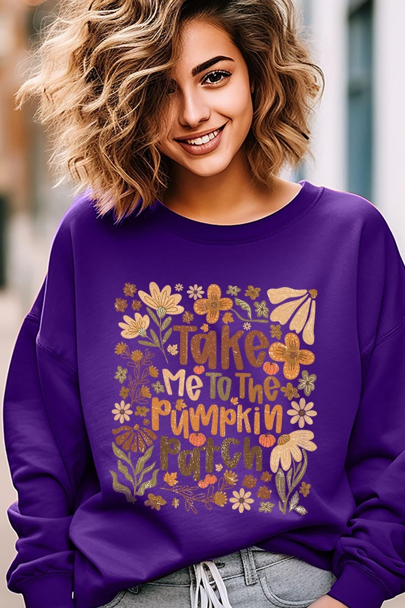 UL180-E3136 Take Me To The Pumpkin Patch Graphic Sweatshirt $20