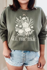 UL180P-E3116 God Is Good Floral Graphic Plus Sweatshirt $25