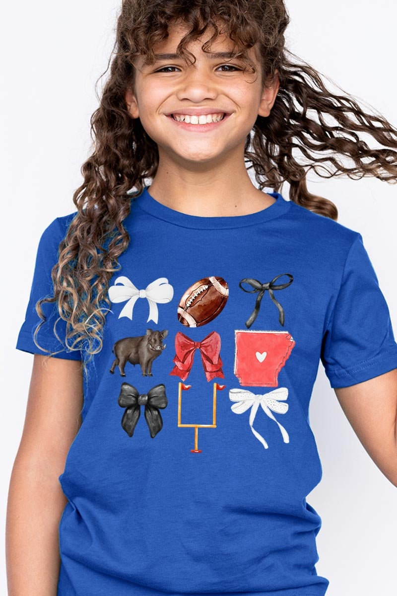 US3001Y-E3077Z Arkansas Football Kids Graphic Tee $11
