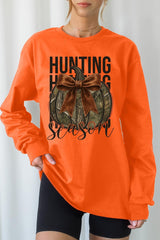 UL240-E3190 Hunting Pumpkin Bow Graphic Long Sleeve Tee $13.75