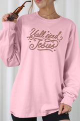 UL240P-E3115 Y'all Need Jesus Graphic Plus Long Sleeve Tee $17