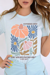 US3001-E3067 Consider the Wildflowers Graphic Tee $12.5