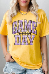 5000P-E3127 Purple Gingham Game Day Plus Heavy Cotton Tee $12.75