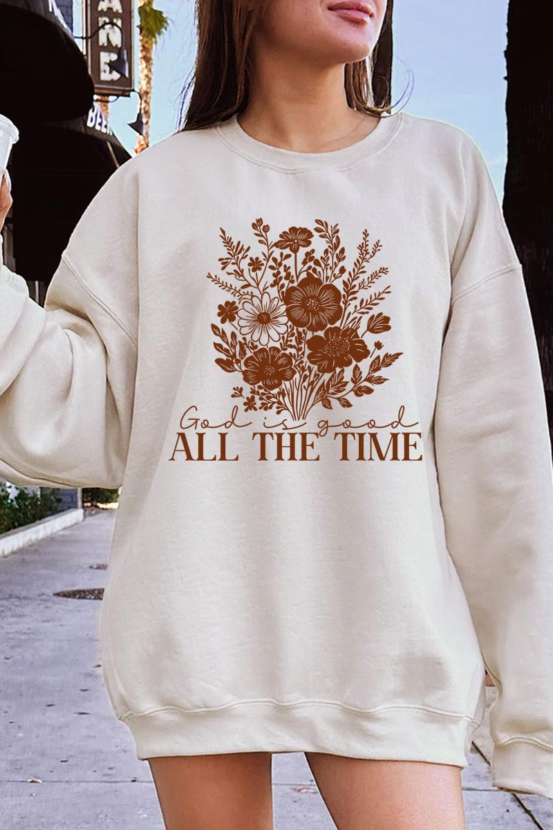 UL180-E3116 God Is Good Floral Graphic Sweatshirt $20