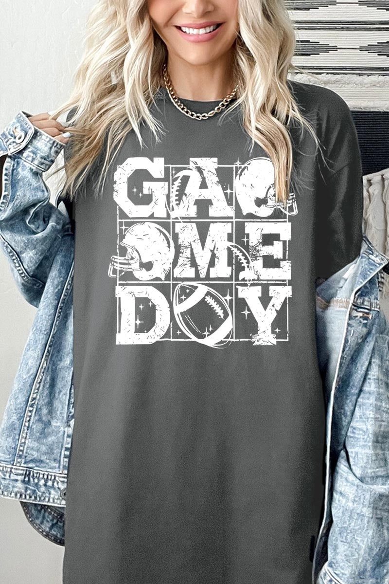 5000-E3073 Distressed Game Day Graphic Heavy Cotton Tee $9
