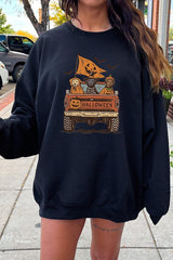 UL180P-E3150 Halloween Truck Dogs Graphic Plus Sweatshirt $25
