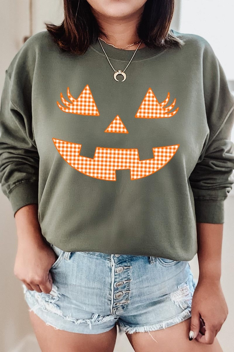 UL180P-E3148 Cute Pumpkin Halloween Graphic Plus Sweatshirt $25