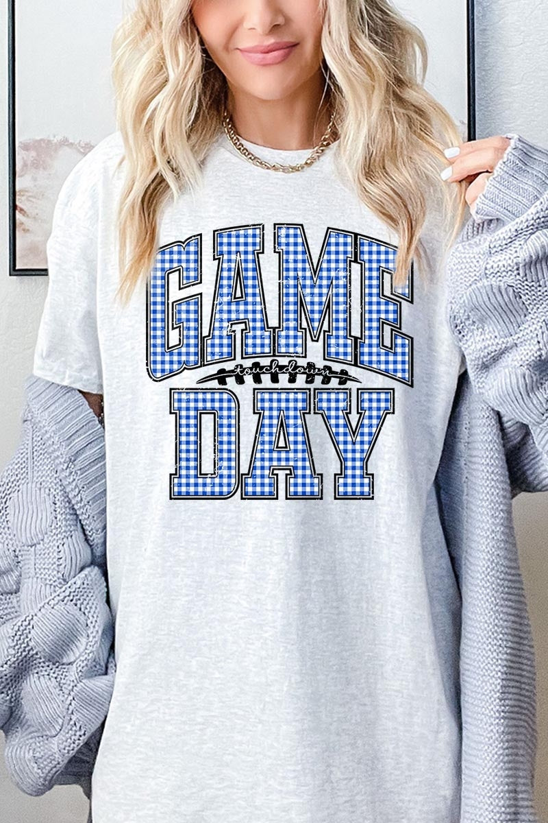 5000P-E3130 Blue Gingham Game Day Plus Heavy Cotton Tee $12.75