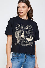 CTS-E3097 Cowgirl Country Music Graphic Relaxed Crop Top $11