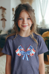 5000B-E3482Z Patriotic Bow Flags Kids Graphic Heavy Cotton Tee $8.5