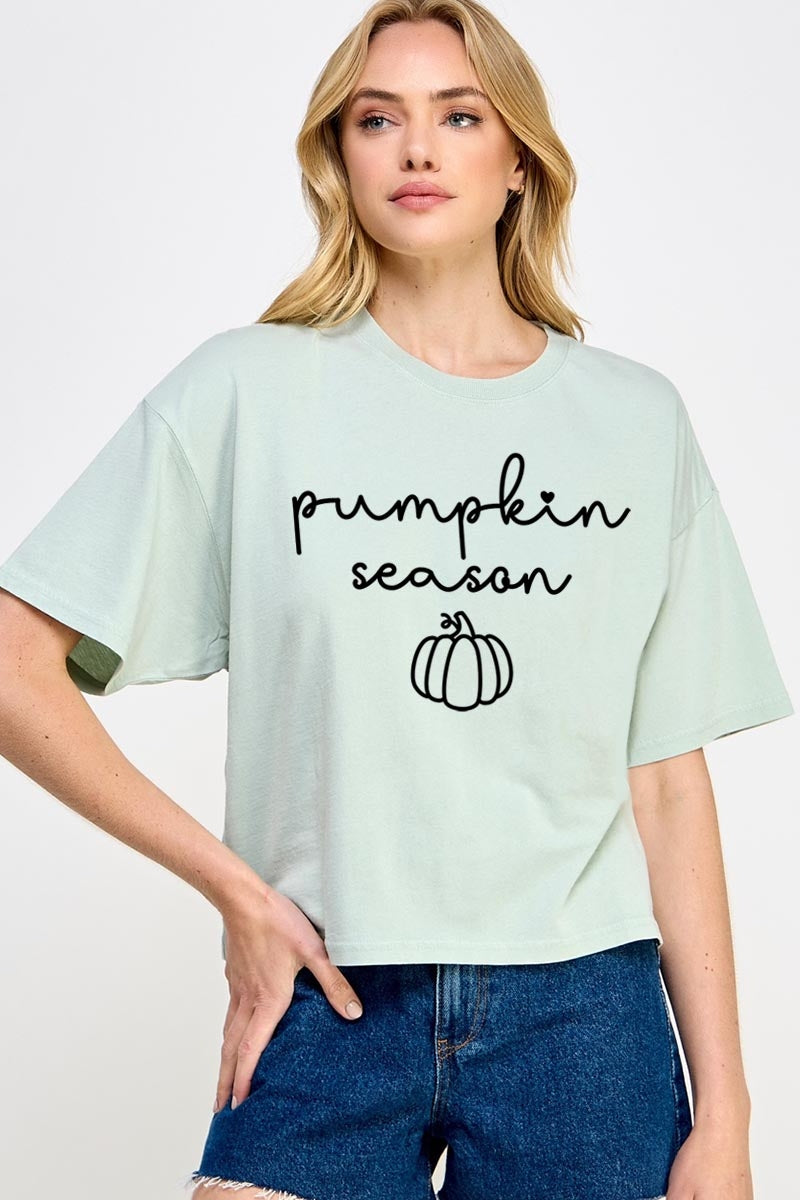 CTS-E3152 Pumpkin Season Graphic Relaxed Crop Top $11