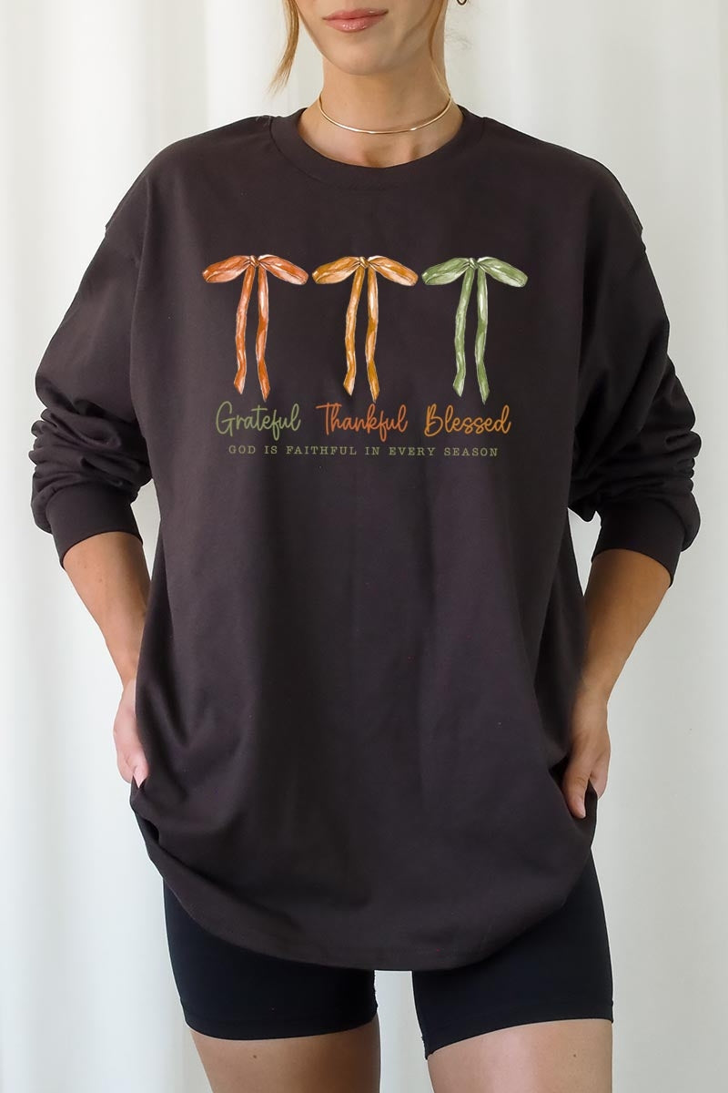 UL240P-E3111 Grateful Thankful Blessed Plus Long Sleeve Tee $17
