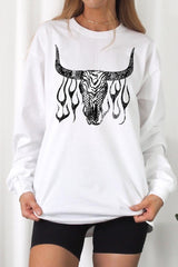 UL240P-E3176 Western Bullskull Graphic Plus Long Sleeve Tee $17