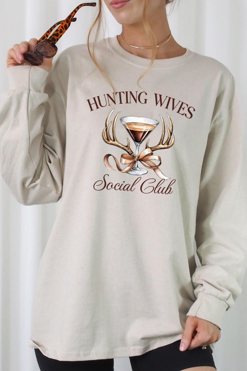 UL240-E3191 Hunting Wives Social Club Graphic Long Sleeve Tee $13.75